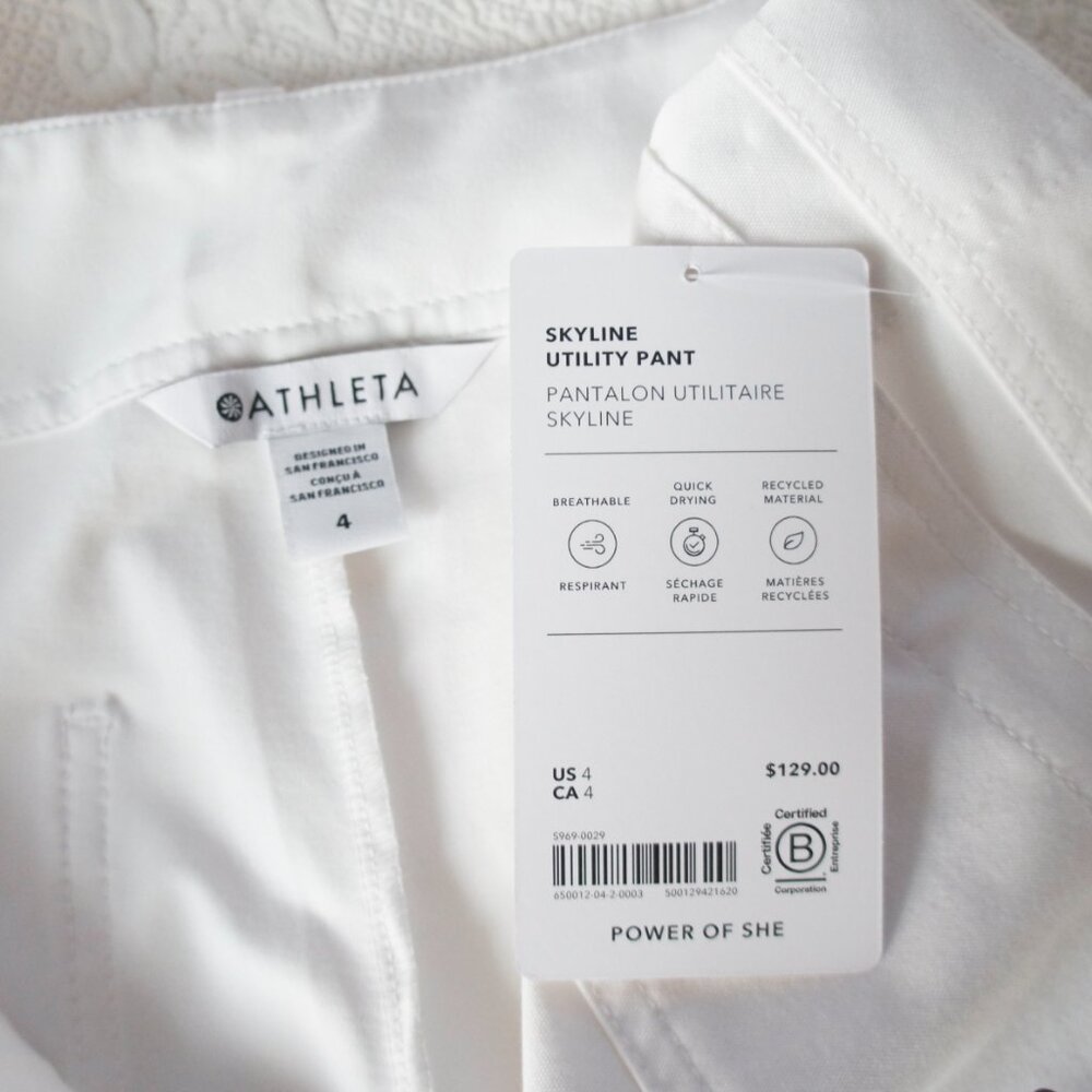 Athleta White Skyline High Rise Barrel Leg Pant Size 4 NWT - Picture 3 of 9